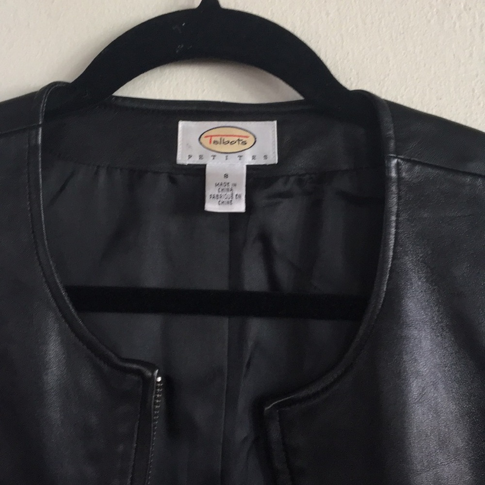 Talbots Black Leather Sleeveless Zip Vest - Picture 5 of 8